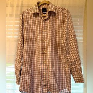 David Donahue Blue/Purple Check Dress Shirt - 15 1/2 - 32/33 - Trim Fit
